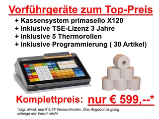 primasello Touchscreen Kassensystem X120 inkl. TSE - Vorführgerät - inkl. Programmierung