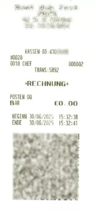 Beispiel eines Kassenbons inklusive QR-Code