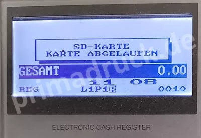 Fehlermeldung bei einer abgelaufenen TSE-Lizenz einer Sharp Registrierkasse