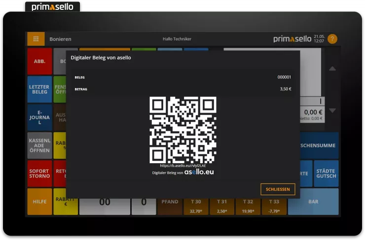 primasello Kasse - der digitale Beleg zur Reduzierung von Papier