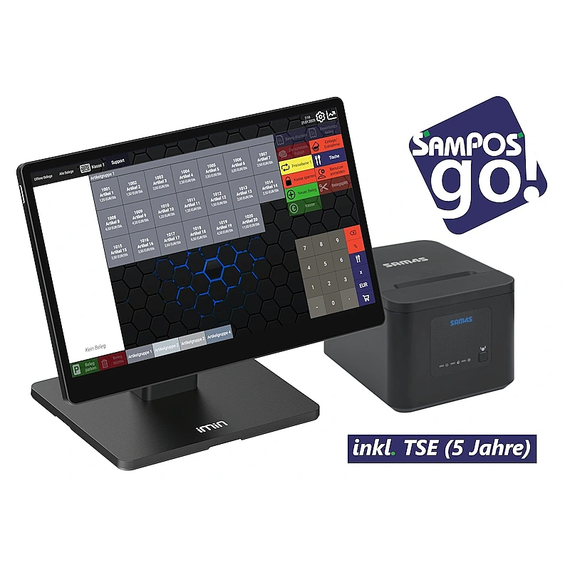 Touch Kassensystem inklusive Thermodrucker SamPOS Go inkl. TSE-Lizenz